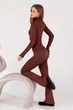 Женская водолазка в рубчик Giulia FLEX LONGSLEEVE POWER L/XL Brown-hot chocolate, эластичная водолазка из микрофибры - изображение 5
