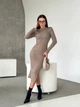 Вязаное платье миди с разрезом кофейного цвета 36464 42/48 - изображение 1