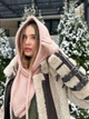 Капор на кнопках з додаванням вовни та ангори Zefur One size пудровий - изображение 4