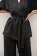 Кімоно жіноче oversize з натуральної тканини (віскоза та льон) Розмір XL-XXL (50-52) Чорний - зображення 3