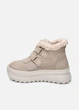 Женские короткие зимние замшевые ботинки PARADIZE SHOES бежевого цвета с белой меховой опушкой на высокой подошве 36 размер (стелька 23,4 см) - изображение 4