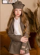 Костюм для дівчаток піджак-спідничка в клітинку Sisters Cherries, Коричневий, зріст 110 - изображение 1