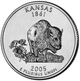 Монета 25 центів (квотер) США 2005 P BU "Штати і території - Канзас". Kansas State (quarter) - изображение 1