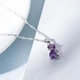 Цепочка на шею с кулоном Кот из бижутерного сплава, Серебристый с фиолетовым - изображение 4