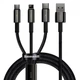 Кабель Baseus Tungsten Gold One-for-three Fast Charging Data 3-in-1 (Micro USB+Lightning+Type-C) black - зображення 1