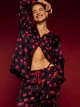 Піжама Сатинова (сорочка + штани) Victoria's Secret Signature Satin Long Pajama Set S Regular Чорний (27161560) - изображение 2