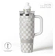 Термокружка з ручкою Cirkul All-Day StrawSip Taupe Tartan із нержавіючої стал 887 мл Білий із сірим - зображення 2