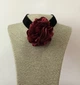 Оксамитовий чокер з об'ємною квіткою трояндою Honey Fashion Accessories бордовий (12-367) - изображение 2