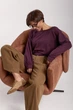 Вільна кофточка в комплекті з майкою фіолетовий розмір ONE SIZE FL_002948 - зображення 3