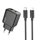 Мережевий зарядний пристрій Hoco CS23A Швидка зарядка PD30W + USB QC3.0 Cable Lightning - Type-C Black - зображення 1