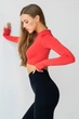 Женский кроп-лонгслив с отверстиями для пальцев Giulia FLEX LONGSLEEVE ACTIVE S/M Red-poppy, спортивный кроп топ - изображение 3