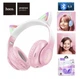 Навушники бездротові з котячими вушками та LED підсвічуванням Hoco W42 Cat Ear Bluetooth TF-карта AUX Фіолетові з білим - зображення 3