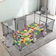Детский игровой манеж 120×180 см с баскетбольным кольцом, воротами, шариками (30шт) и ручками Серый - изображение 2