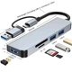 Концентратор USB Type-C/USB-A 5 в 1 USB 3.0 с SD/TF кардридером высокоскоростной алюминиевый хаб ( код: HUB-5IN1 ) - изображение 3