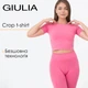 Топ с коротким рукавом и круглым вырезом Giulia CROP T-SHIRT S/M Pink-bubblegum для фитнеса и йоги - изображение 1