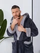 Халат махровый мужской на запах длинный с капюшоном и карманами (мягкая махра) большого размера 4ХL Синий - изображение 3