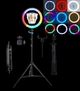 Кольцевая цветная LED лампа Ring Light RGB 26 см со штативом 2 метра и держателем для смартфона - изображение 6