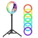 Кольцевая цветная LED лампа Ring Light RGB 26 см со штативом 2 метра и держателем для смартфона - изображение 5