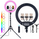 Набор блогера 5в1 Кольцевая разноцветная лампа 45см RGB Selfie Ring light со штативом 2метра, микрофон петличка, монопод трипод и пульт управления камерой - изображение 8