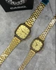 Парный набор часов Casio A-168 Gold-Gold | Мужской и женский | Подарок для влюбленных - изображение 1