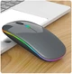 Беспроводная бесшумная мышка 2в1 BT5.2 / USB адаптер 2.4Ghz с подсветкой RGB для ноутбука компьютера планшета встроенный аккумулятор 500 mAh серая - изображение 2
