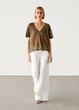 Футболка из льна Massimo Dutti 6242933705c54 M хаки (100005403) - изображение 1