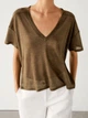 Футболка из льна Massimo Dutti 6242933705c54 M хаки (100005403) - изображение 3