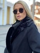 Жіноче двобортне пальто з хутром декороване патами Milirud S Чорний (294-2-S) - изображение 2