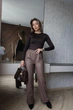 Прямые женские кожаные штаны на меху Fashion 42/44 Мокко - изображение 1