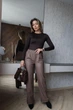 Прямые женские кожаные штаны на меху Fashion 46/48 Мокко - изображение 3