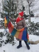 Женский теплый шарф Дред с бахромой Оранжево-синяя клетка яркая кашемир 210х40 см 00843/56 - изображение 2