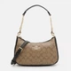 Сумка багет седло женская из натуральной кожи средняя Coach Teri Shoulder Bag In Signature Canvas khaki/black BG-COA-90 Коричневая (195031572760) - изображение 1