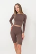 Топ укороченный с длинным рукавом Giulia CROP TOP L/XL Brown-deep taupe, спортивный кроп топ - изображение 2
