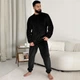 Пижама (кофта+штаны) мужская теплая Велсофт S черная Теплик Cosy VEL070 - изображение 3