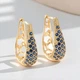 Женские серьги No brand 2415 золотистые с синими кристаллами - изображение 1