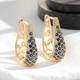 Женские серьги No brand 2415 золотистые с синими кристаллами - изображение 2