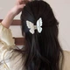 Крабик-Бабочка для Волос ANbeauty двойные крылья 6,5 см Молочный (AN0103610) - изображение 1
