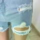 Шорты женские рванные молодежные джинсовые 26 голубой - изображение 6