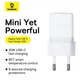 Мережевий зарядний пристрій 20W Baseus Palm Type-C Fast Charger швидка зарядка PD/QC + кабель Baseus Mini White Cable Type-C to Lightning 20W 1m E0116400 Moon White - зображення 3
