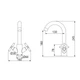 Смеситель для кухни Lidz Wind двухвентильный никелированный кран для воды с гибкой подводкой (600589) - изображение 2