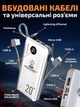 Повербанк умб 20000 mAh з вбудованими кабелями type c lightning micro usb a та led дисплеєм Shunjiboy power bank SJ-0304 павербанк для телефону планшета айпада пристроїв powerbank зовнішній портативний акумулятор компактні повербанки білий - зображення 2