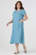 Лляна сукня з коротким рукавом та кишенями для великих фігур (Plus size) Альма. Блакитний, р.48, код 0478/48/1201 - изображение 2