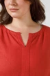 Лляна сукня з коротким рукавом та кишенями для великих фігур (Plus size) Альма. Червоний, р.58, код 0478/58/1197 - зображення 6