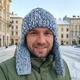 Стильна шапка вушанка для чоловіків "Синій Мікс", ручна робота від PRIGRIZ, 50-58 см - зображення 5