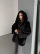 Шуба жіноча з капюшоном чорна 42-48 - изображение 3