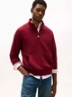 Мужская толстовка (свитшот) на четверть молнии Tommy Hilfiger на флисе, бордовый L - изображение 4