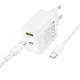 Зарядне мережеве BOROFONE BN30 USB/Type-C QC3.0/PD45W + кабель Type-C to Type-C швидка зарядка для пристроїв Білий - зображення 3