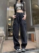 Женские свободные джинсы карго черного цвета в стиле streetwear S - изображение 1