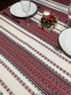Етнічна вишита льняна скатертина Handmade в Українському стилі 110см. - зображення 6
