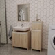Комплект мебели в ванную комнату, тумба под умывальник 60х58 см, зеркало 60х45 см, шкафчик для хранения 95х30 см Дуб сонома - изображение 1